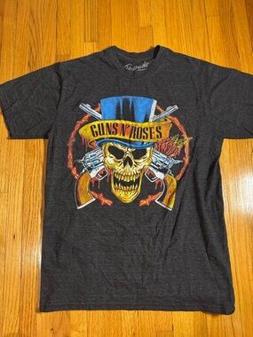 Guns N Roses Skull Graphic Tee Small Dark Gray Bravado Shirt